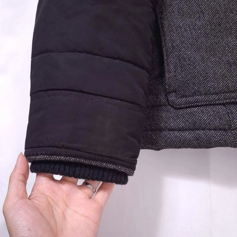 Marc Anthony Wool‎ Quilted Field Jacket Coat Mens S Ribbed Cuff Full Zip Snap